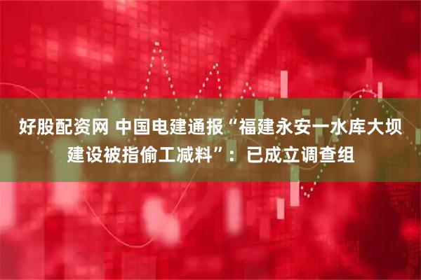 好股配资网 中国电建通报“福建永安一水库大坝建设被指偷工减料”：已成立调查组